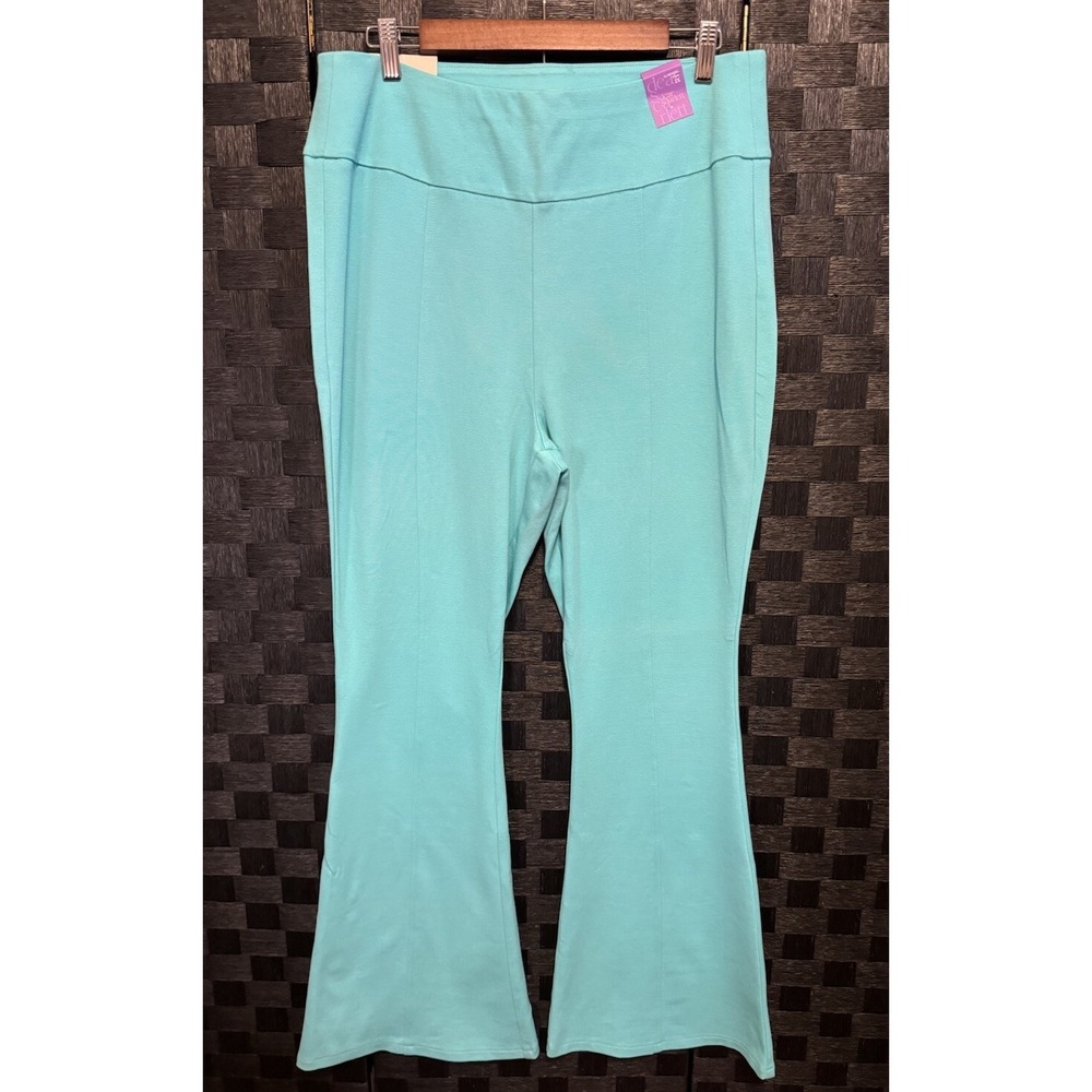 Dear Scarlett Magic Flare Aqua Stretch Pants in Women's Plus Size 1X NEW